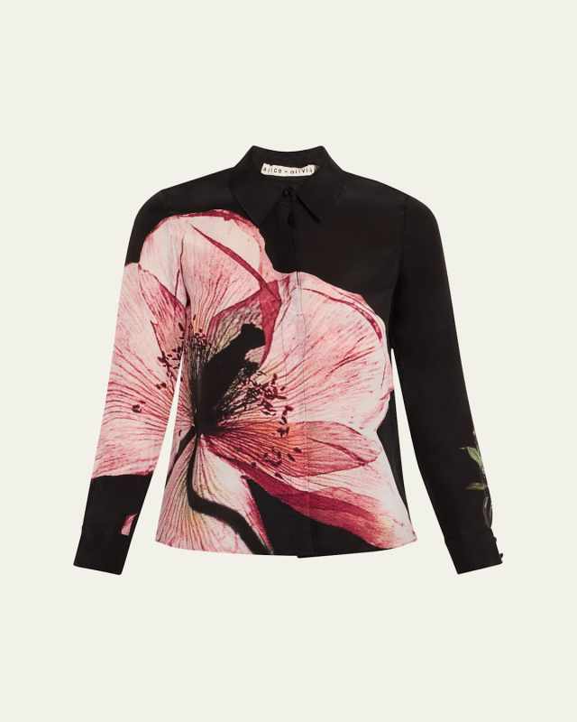 Luna Floral Willa Silk Placket Top